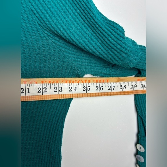 Soft SurroundingsBlueTeal Boho retro Thermal waffle knit Long Sleeve tunic top L - Picture 12 of 12